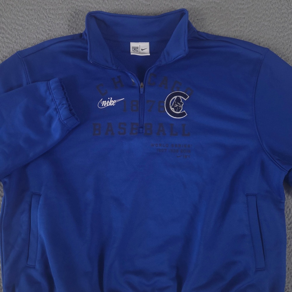 Nike Pullover Womens XL Chicago Cubs MLB Cooperstown Collection Cropped 1/4 Zip